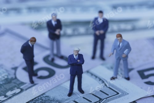 Preview: Figurines Of Businessmen Standing On Us Dollars