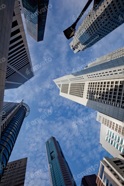 Preview: Low Angle View Of Skyscrapers At Financial District, Singapore, Republic Of Singapore