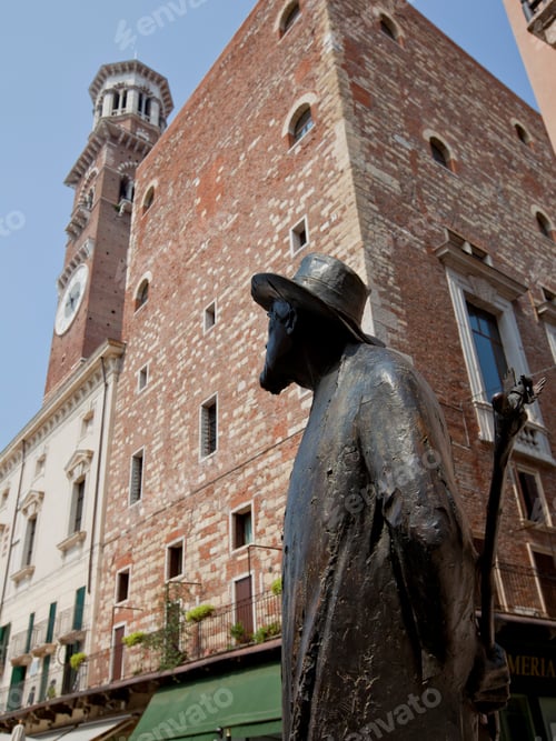 Preview: The Monument Of Berto Barbarani At Piazza Delle Erbe, Verona, Veneto, Italy
