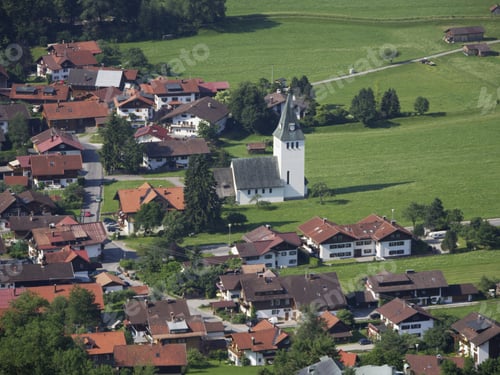 Preview: High Angle View Of Village, Bad Oberdorf, Hindelang, Allgaeu, Germany,