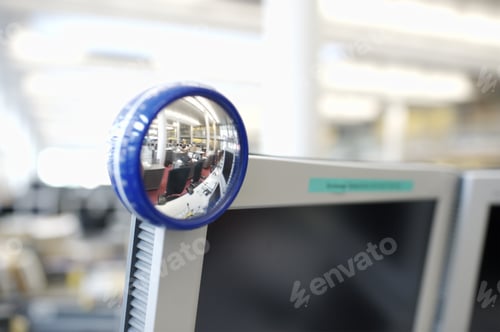 Preview: Computer Monitor With Mirror On Corner In Office