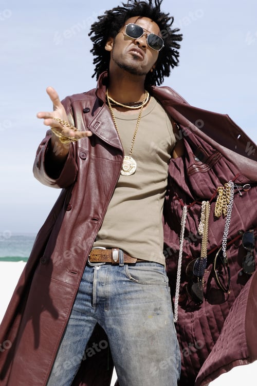 Preview: African Man Selling Jewelry Inside Jacket