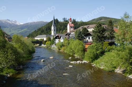 Preview: View Of A River And Town, Gmuend, Malta, Kaernten, Austria