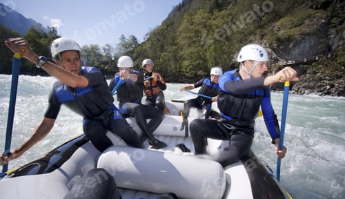 Preview: Group Of People Whitewater Rafting