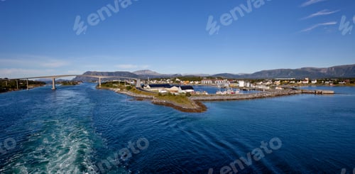 Preview: View To Bronnoysund And The Bridge To The Adjacent Island Torget, Nordland, Norway