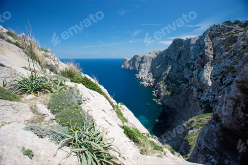 Preview: Coastline With View To The Lighthouse Of Cabo De Formentor, Mallorca, Spain