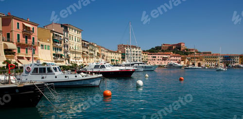 Preview: Harbor With Boats And Forte Falcone, Portoferraio, Island Of Elba, Province Of Livorno, Tuscany