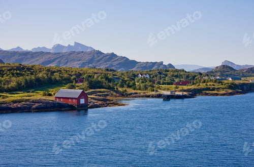 Preview: Little Village At Traenfjorden, Helgeland, Nordland, Norway