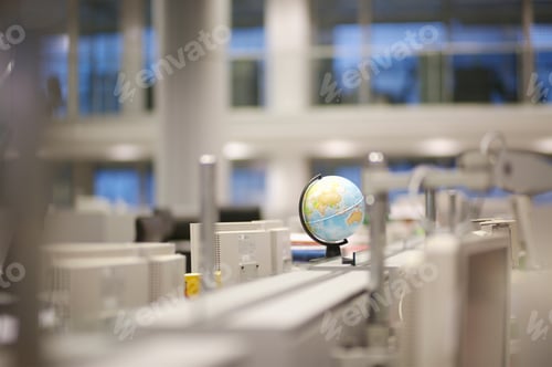 Preview: Computer Terminals And Globe In Office