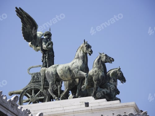 Preview: Statue Of Winged Goddess Victoria And Quadriga, Rome, Italy