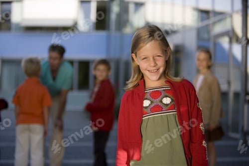 Preview: Young Girl Smiling In Schoolyard