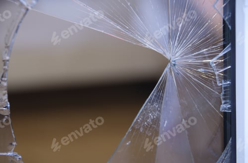 Preview: Close Up Of Broken Glass In Window