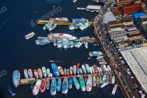 Preview: Aerial View Of Harbor Of Manaus, Amazonas, Amazon River, Brazil