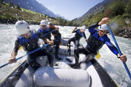 Preview: Group Of People Whitewater Rafting