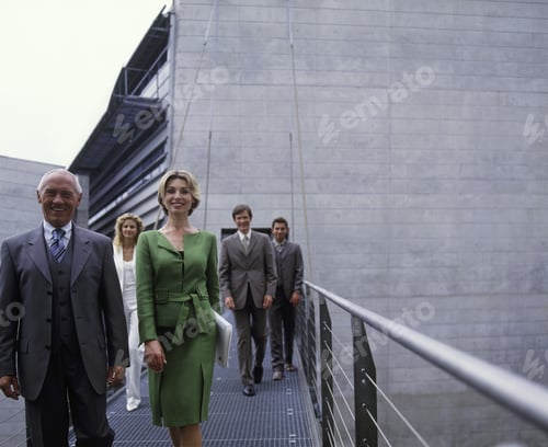 Preview: Group Of Businesspeople Walking On Skyway
