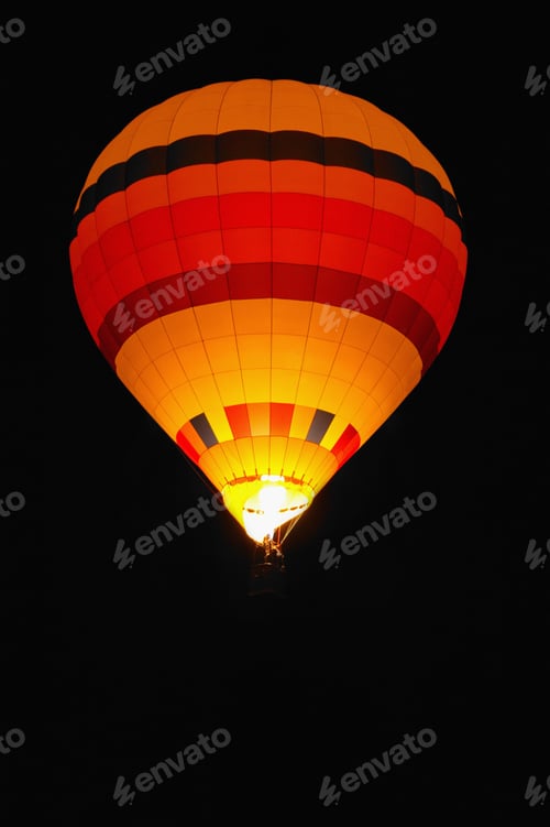 Preview: View Of A Colorful Hot-Air Balloon At Night, Balloon Festival, Albuquerque, New Mexico, Usa