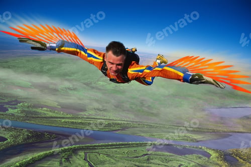 Preview: Skydiving Man In Bird Costume Shown In Mid-Air