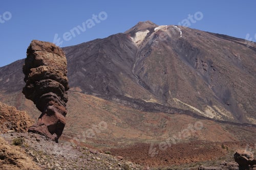 Preview: Los Roques Rock Formation In Front Of Mount Teide, Teide National Park, Tenerife, Canary Islands