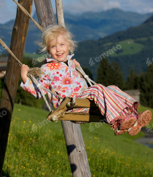 Preview: Girl On A Swing, Kirchberg In Tirol, Tyrol, Austria