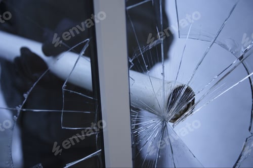 Preview: Burglar Breaking Window With Pipe
