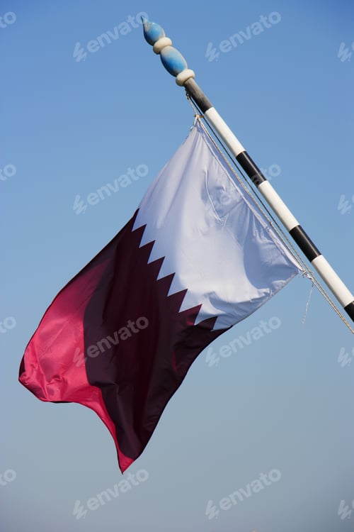 Preview: Flag Of Qatar Blowing In Wind, United Arab Emirates