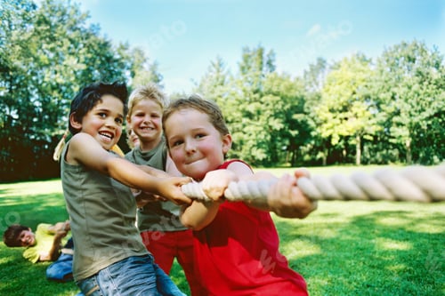 Preview: Boys And Girls Playing Tug-Of-War