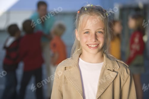 Preview: Young Girl Smiling In Schoolyard