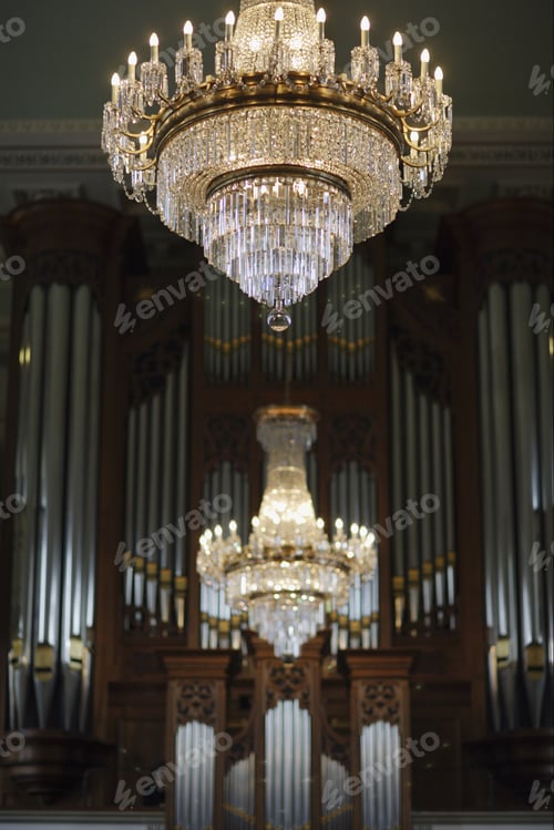 Preview: Chandelier And Organ Inside Church