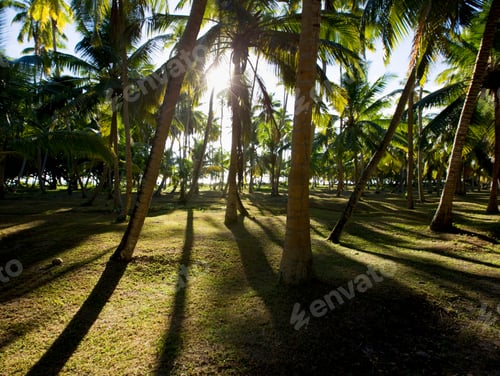 Preview: Coconut Palm Forest At Anse Union, La Digue Island, Seychelles