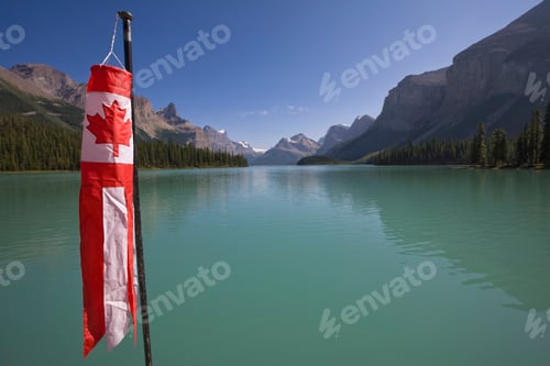 Preview: Canadian Flag In Form Of A Windsock, Jasper National Park, Alberta, Canada
