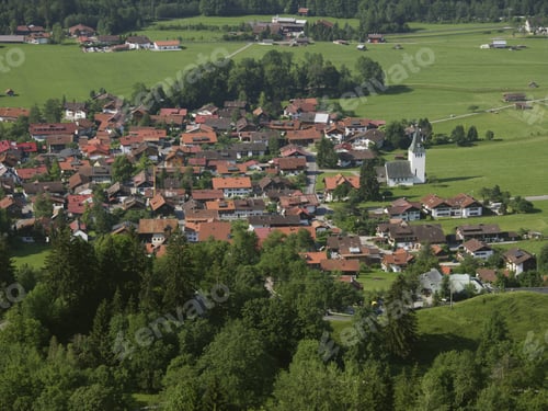 Preview: High Angle View Of Village, Bad Oberdorf, Hindelang, Allgaeu, Germany,