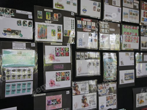 Preview: Sheets Of Stamps On Post Office Wall, Burnt Pine, Norfolk Island, External Territory Of Australia
