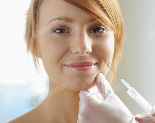 Preview: Portrait Of Young Redheaded Woman Getting Injection In Face