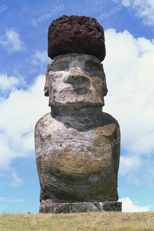 Preview: View Of A Moai Statue Against Blue Sky, Chile, Easter Island (Rapa Nui)