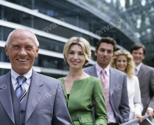 Visualização: Businesspeople Standing In A Row Outdoors
