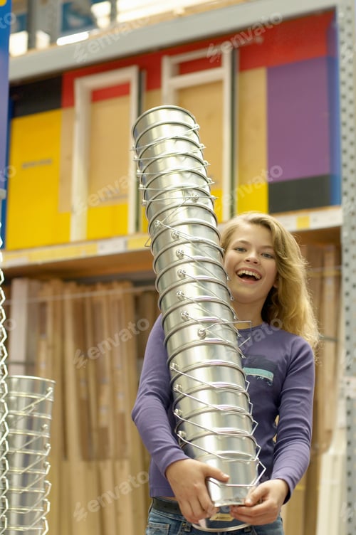 Preview: Girl Carrying Stack Of Buckets