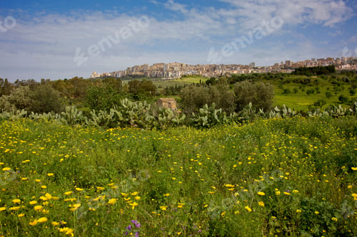 Preview: View From The Valley Of The Temples To Agrigento In The Distance, Sicily, Italy