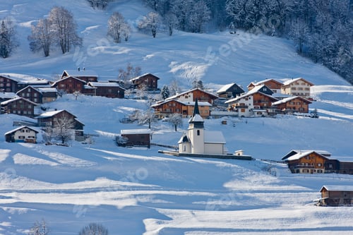 Preview: View To Conters In Winter, Conters, Praettigau, Switzerland