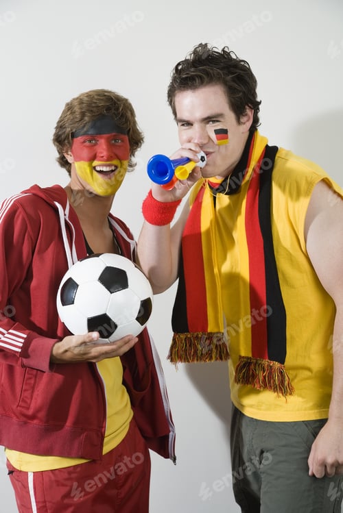 Preview: Male Sports Fans With German Flag Painted On Faces