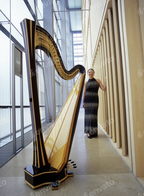 Preview: Woman Standing Behind Harp In Munich