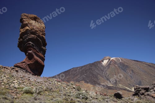 Preview: Los Roques Rock Formation In Front Of Mount Teide, Teide National Park, Tenerife, Canary Islands