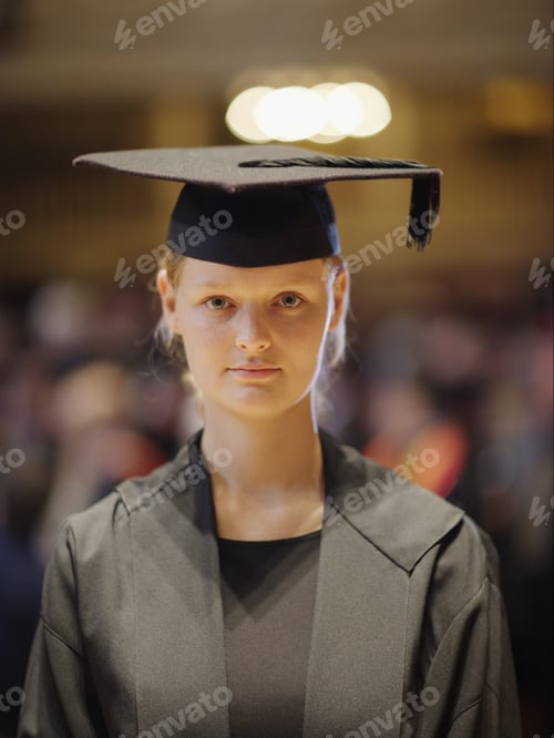 Preview: Young Woman Wearing Graduation Cap And Gown