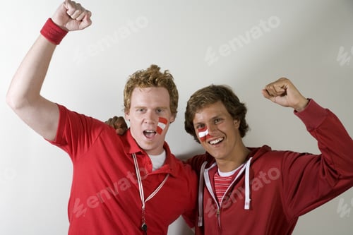 Preview: Young Men With Austrian Flags Painted On Faces