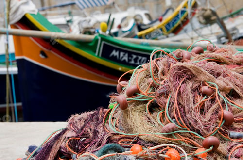 Preview: Fishing Net And Boat In Harbor Of Marsalforn, Gozo, Malta