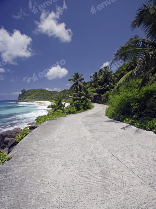 Preview: Empty Road Along Shore, Police Bay, Mahe', Seychelles