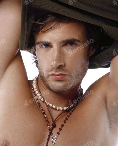 Preview: Close Up Of Man Taking Off Tank Top