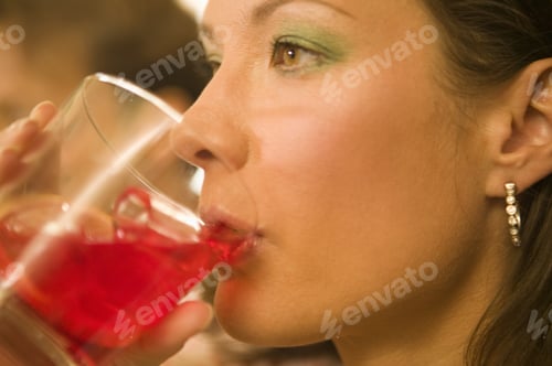 Preview: Close Up Of Woman Drinking Cocktail