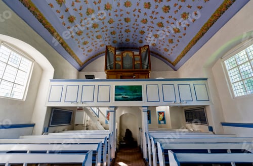 Preview: Interior View Of Island Church With Organ, Hiddensee Island, Germany