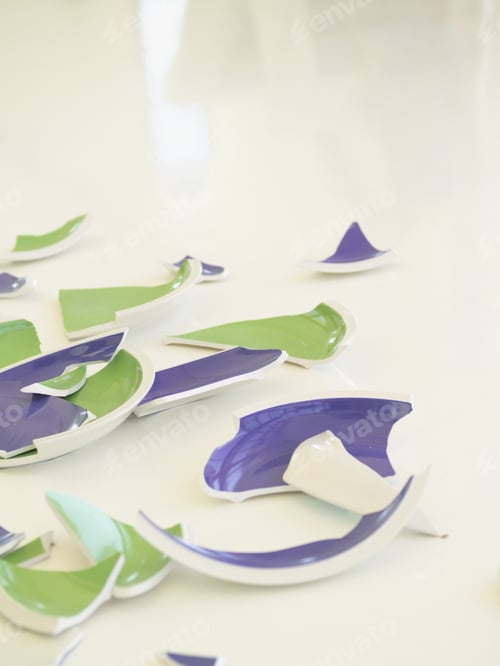 Preview: Close Up Of Broken Dish On Floor