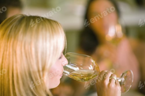 Preview: Close Up Of Woman Drinking Wine Indoors